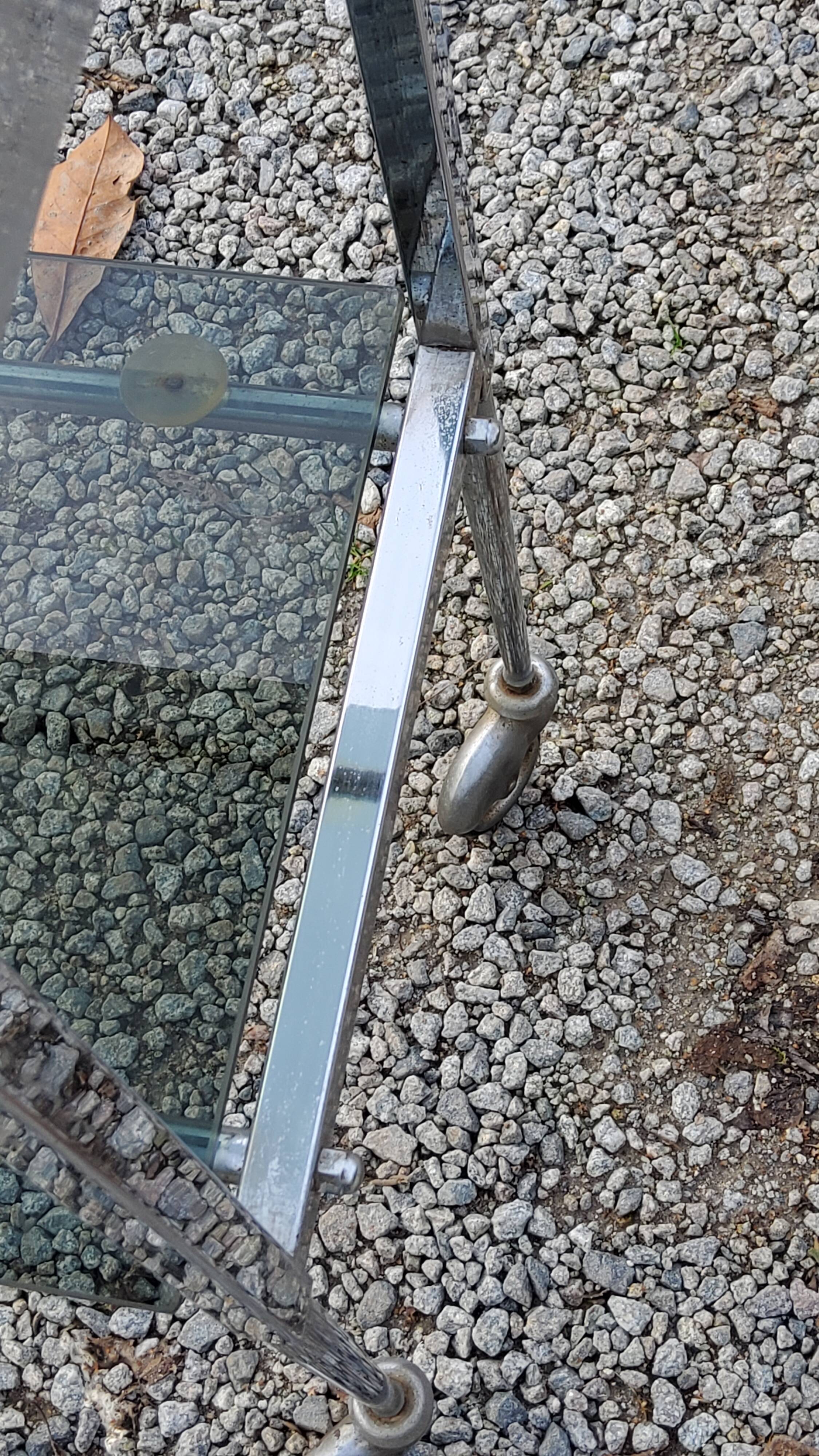 Console service of the 70s double trays smoked glass chrome base
