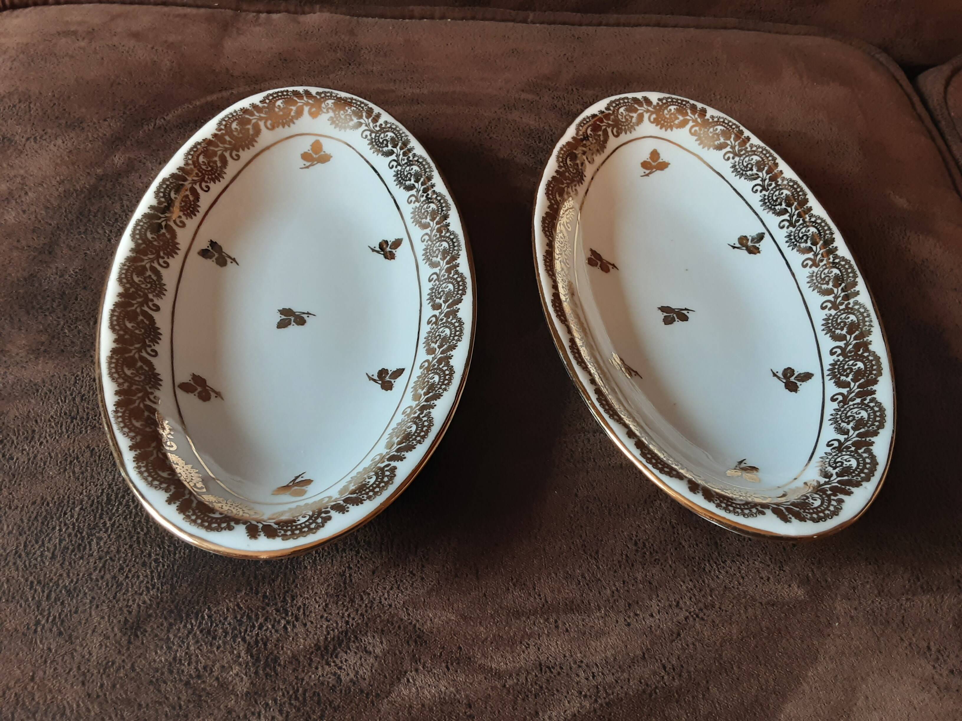 Set of 2 Limoges Porcelain butter dishes.