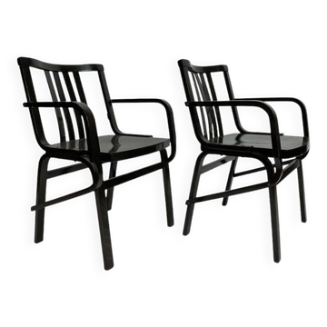 Mid-century black armchairs