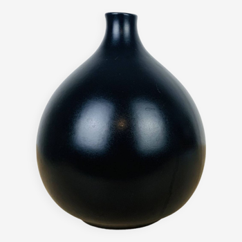 Vintage black ceramic fig vase