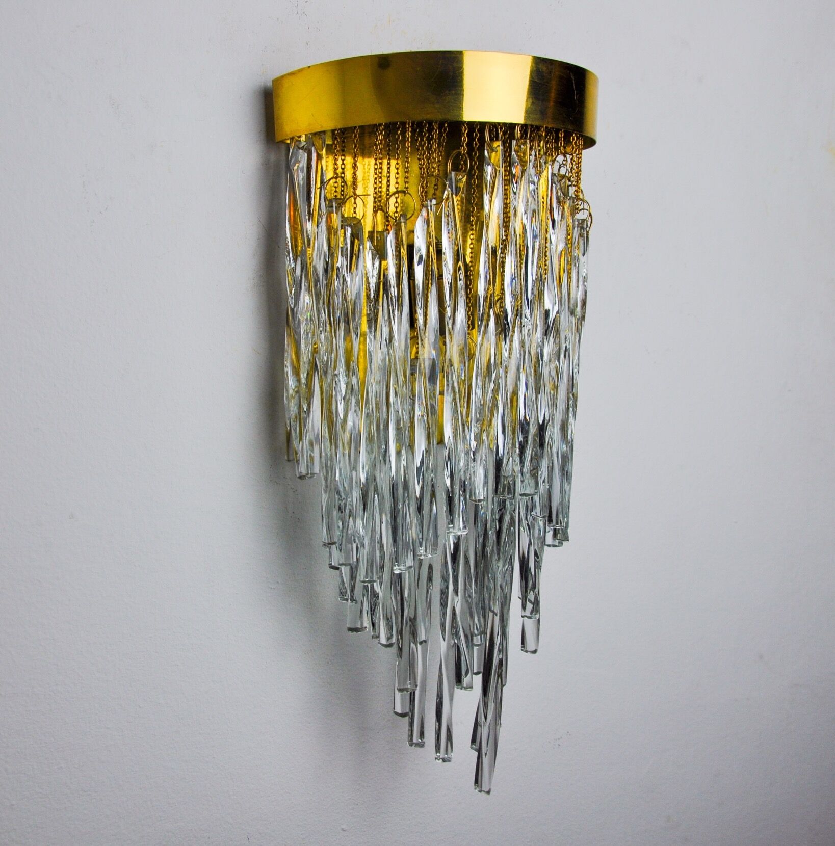 Venini waterfall wall lamp, Murano glass rods, Italy 1970