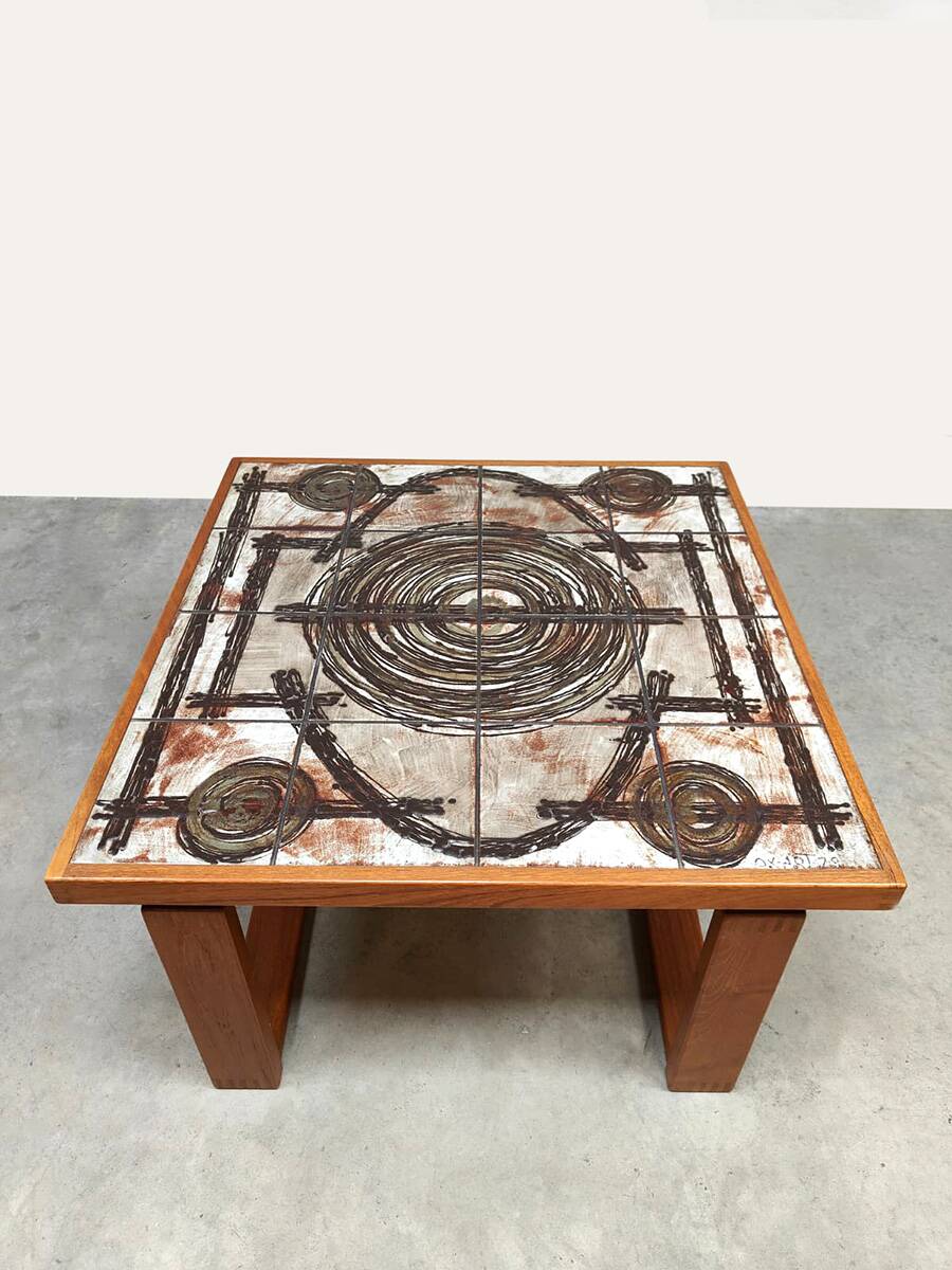 Vintage Danish ceramic teak side table Ox-Art Trioh 'Square'