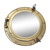 Mirror brass window diameter 30cm