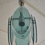 Nilo Veca for Fontana Arte: Vintage design pendant light in smoked green glass.