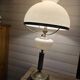 Notary lamp, white opaline, patinated metal and marble.