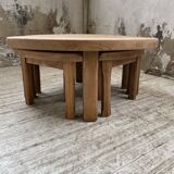 Circular elm coffee table from the 1950s