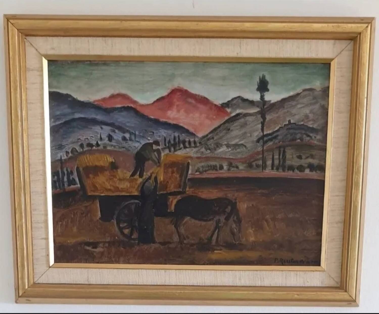 Oil Painting Patrik Reutersvärd / Landscape / Countryside / Horse
