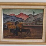 Oil Painting Patrik Reutersvärd / Landscape / Countryside / Horse