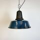 Industrial Blue Enamel Factory Lamp with Cast Iron Top, 1960s