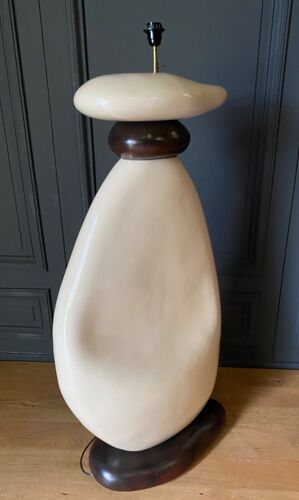 Lampe par Francois Chatain galets ceramique XXe