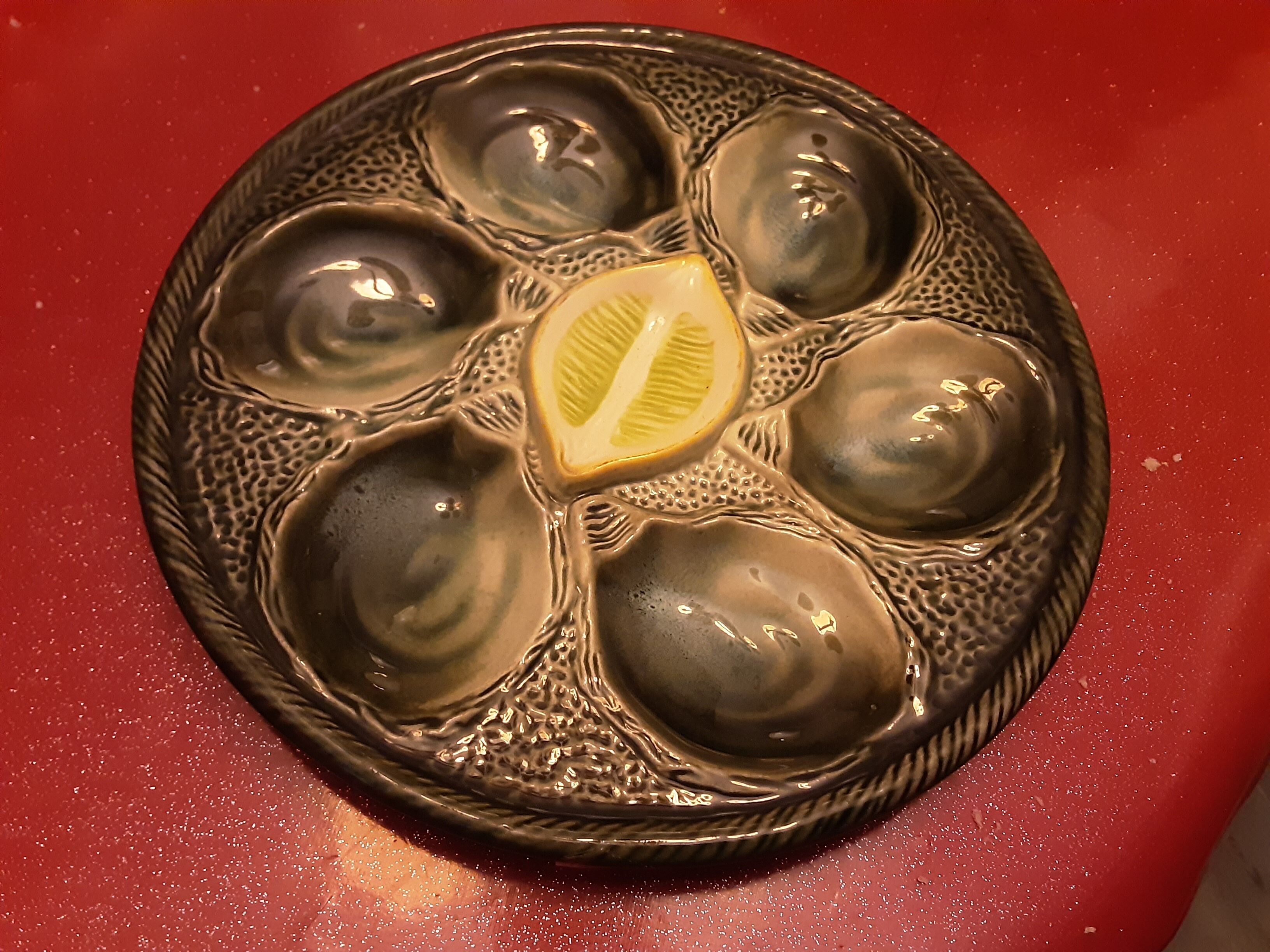 Assiette barbotine faience saint clement  coquillages