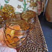Set of 5 vintage glasses in amber yellow glass pernod france 2 assorted models