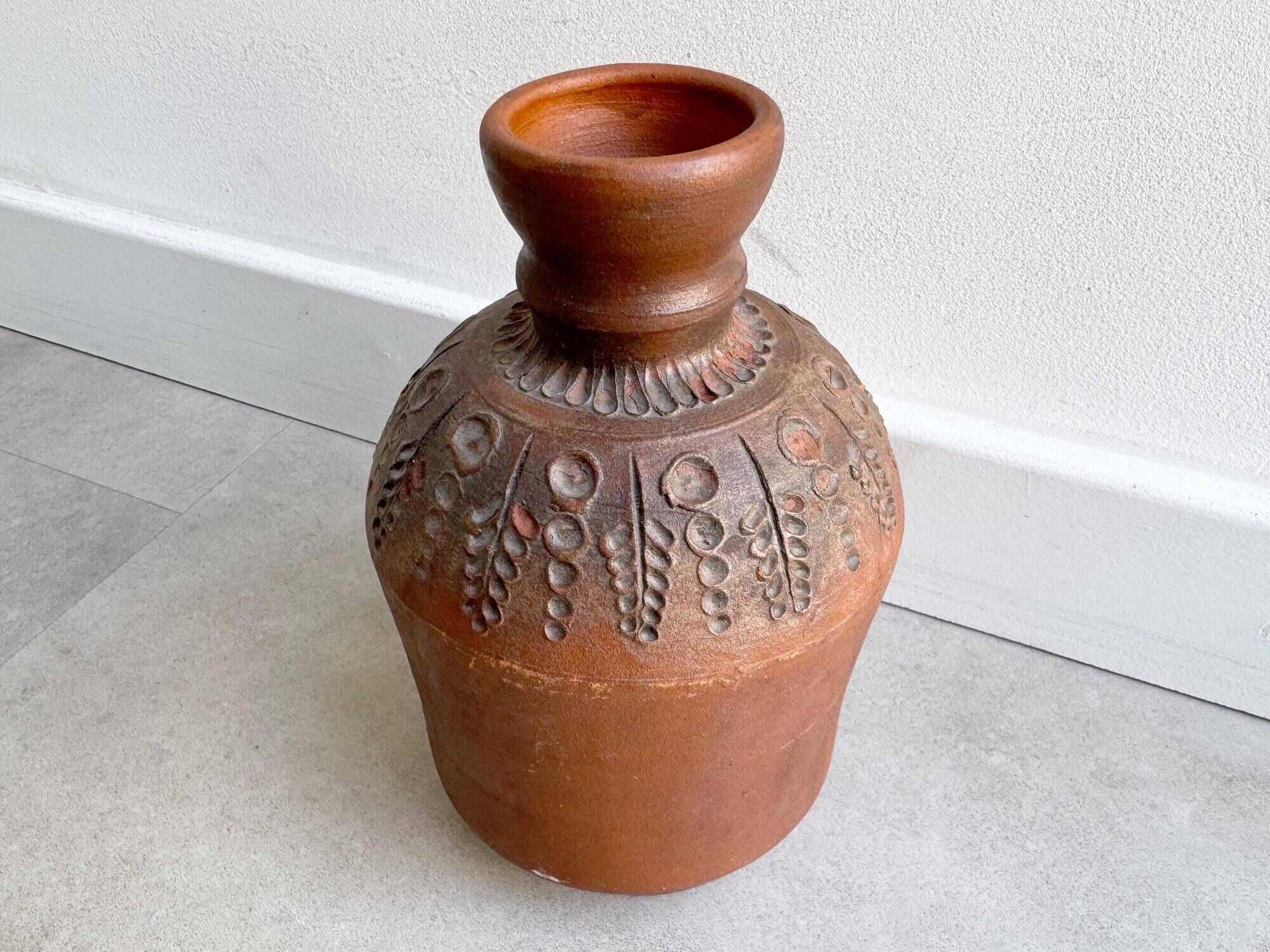 Vintage terracotta pottery ceramic vase
