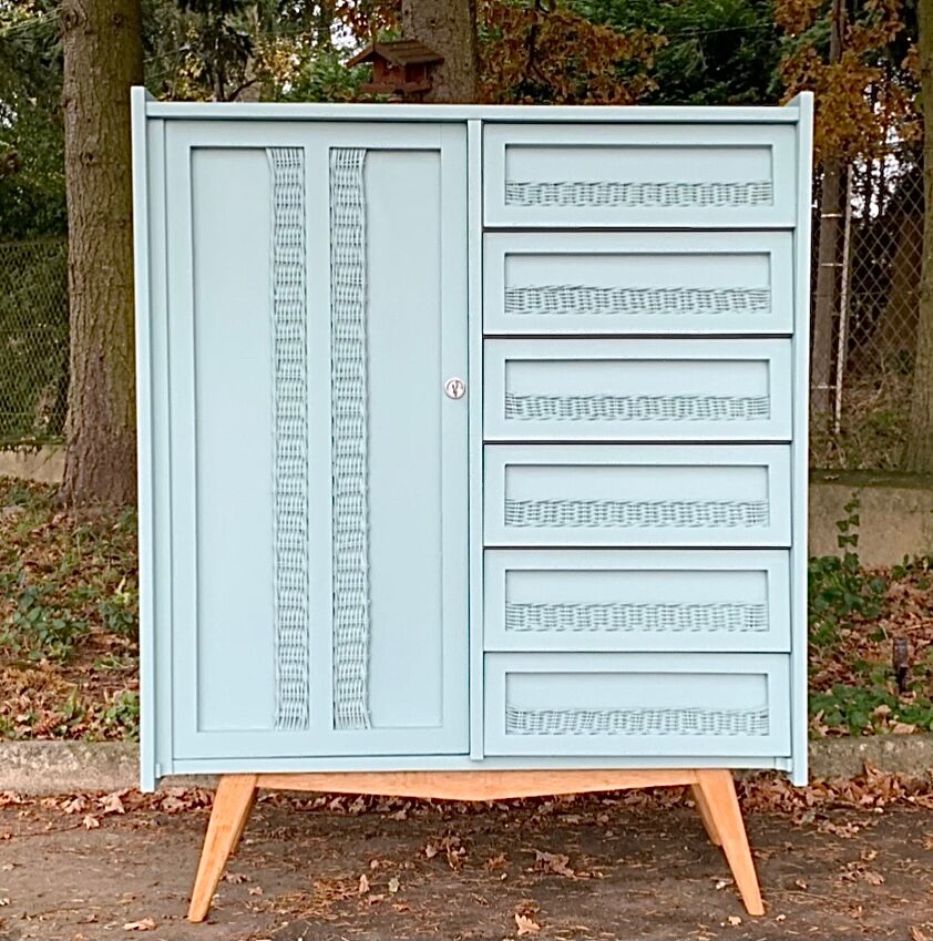 Wardrobe chest of drawers vintage compass feet 1950