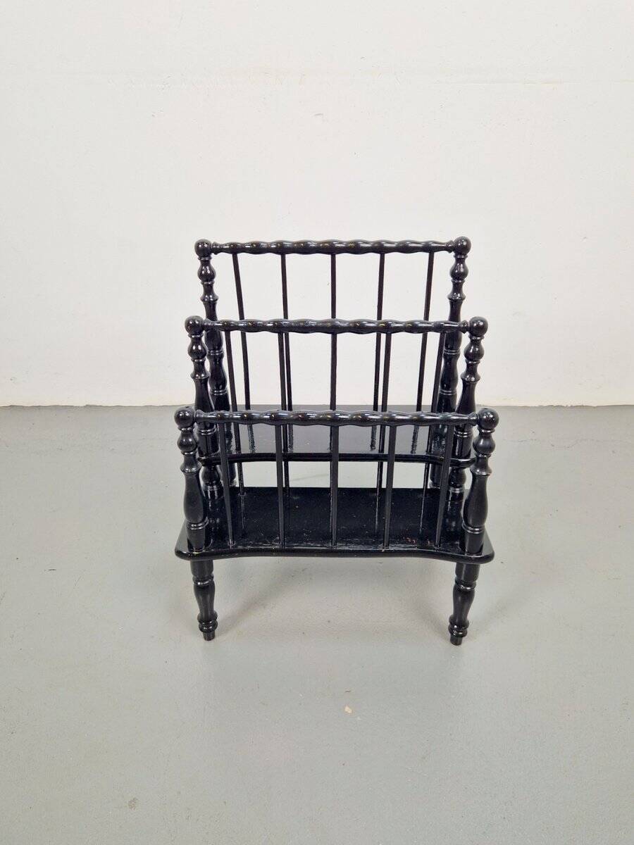 Antique Wooden Bobbin Canterbury Magazine Rack, 1890