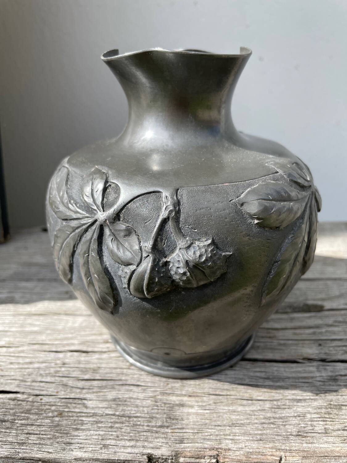Art Nouveau pewter vase signed Cortesi