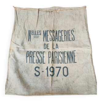 Ancien sac en toile de jute imprimé