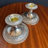 Silver-plated metal candlesticks from the 1980s.
