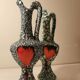 Rare paire de vases anciens barbotine de vallauris style fat lava terre de lave. tons vert turquoise