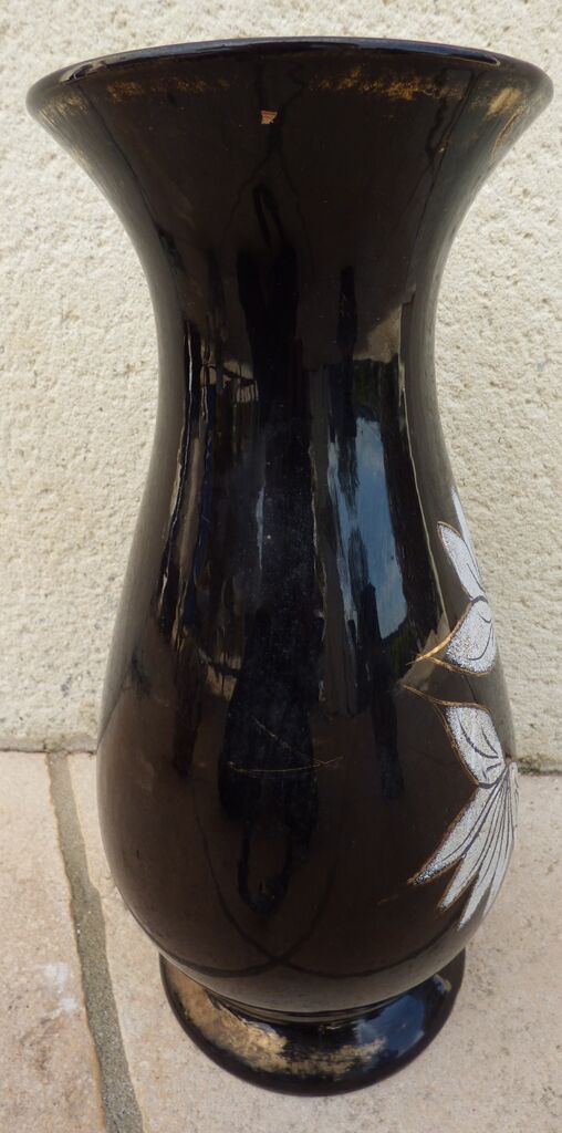 Navy blue and gold vase