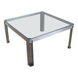 Osvaldo Borsani for Tecno, Steel and Thick Crystal Coffee Table Mod. T113, 1975