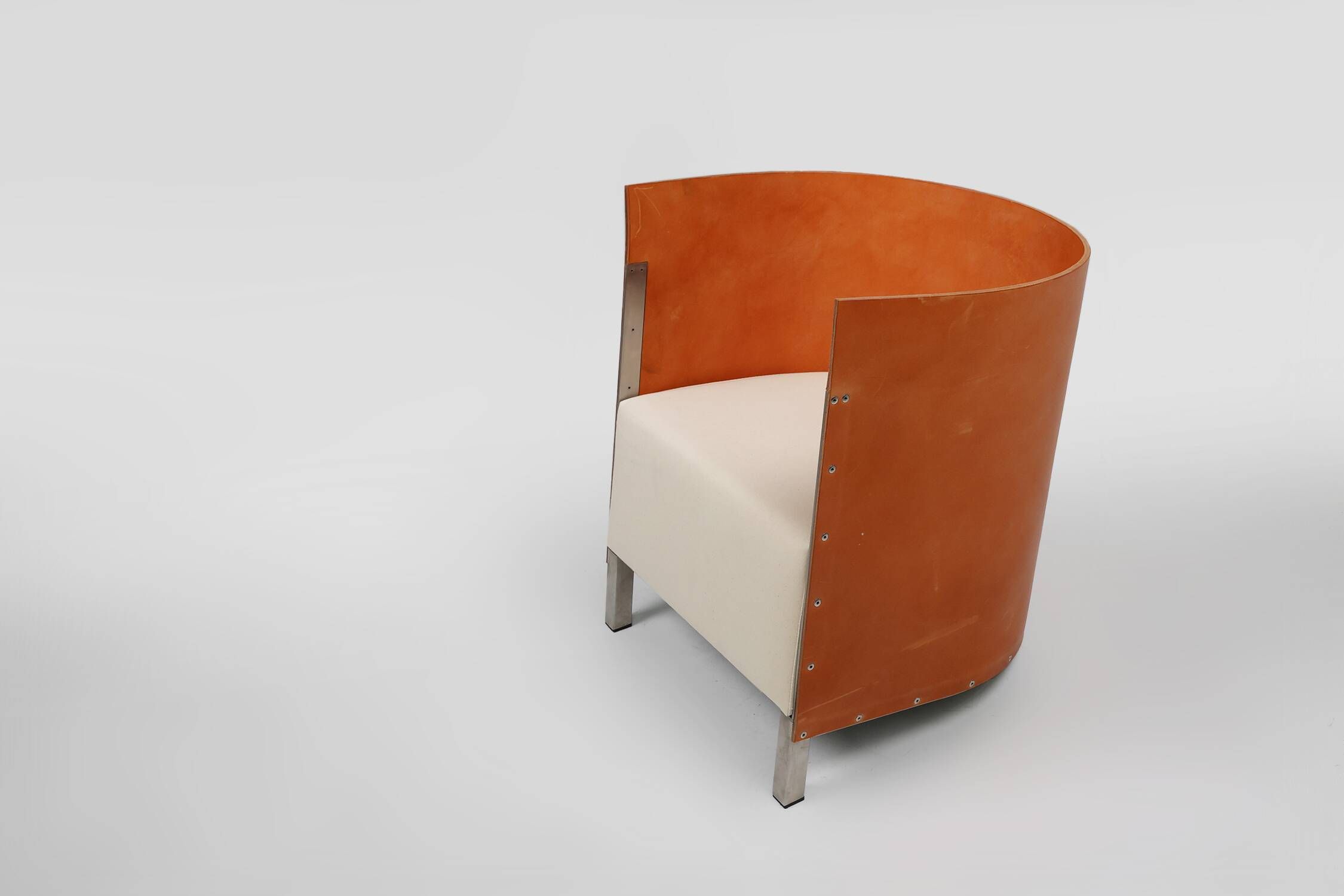 Maarten van Severen S88 easy chair in saddle leather and steel, Belgium 198
