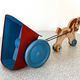 Horse cart and tin cart, old pull toy