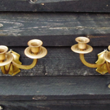 Antique Bronze and Brass 3 arm candle wall sconces Piano Organ fixtures French early 1900s can be re