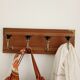 Wall coat rack with 4 hooks – Grooved wood and black ceramic