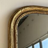 Large gilded mirror 19th century rounded corners mercury glass Louis XVI style