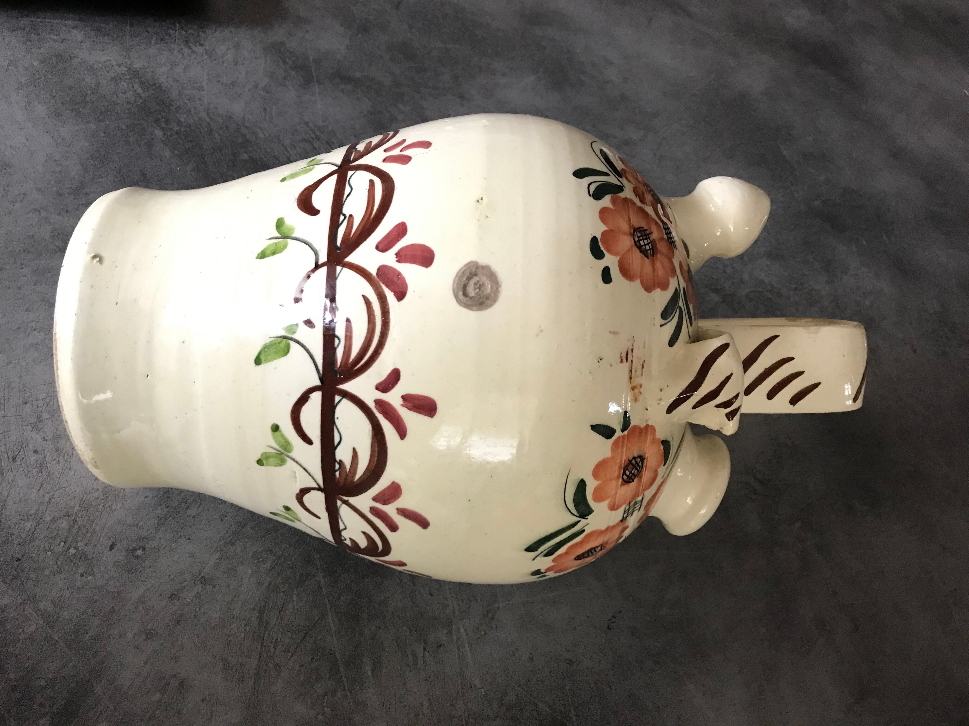 Gargoulette Cantir in ceramic with floral paint decoration