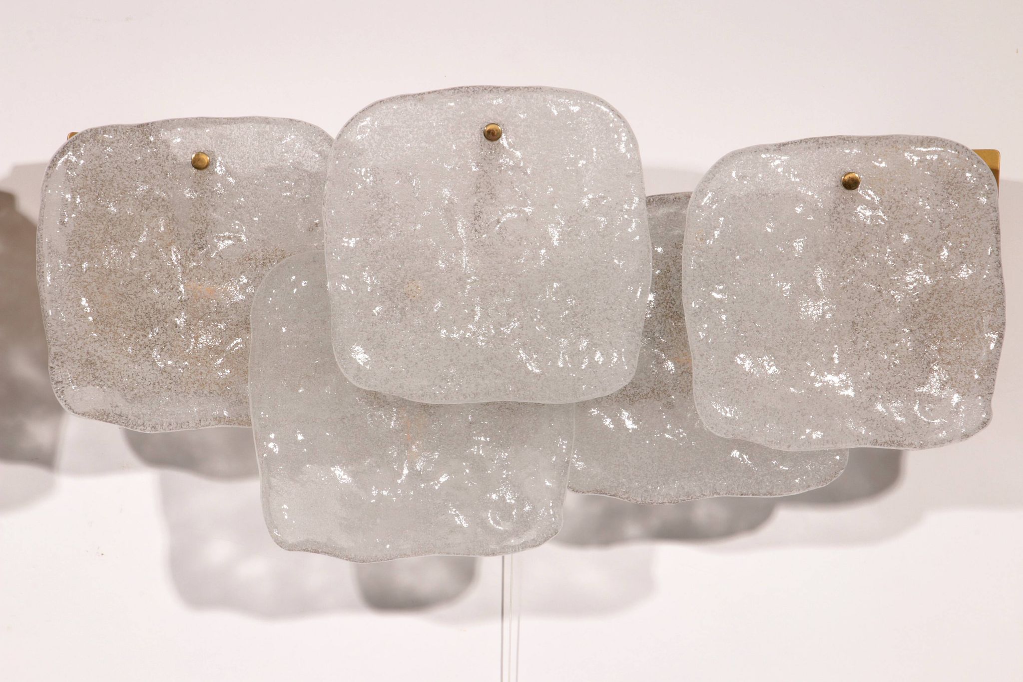 J.T. Kalmar Midcentury Ice Glass Wall Sconces Austria 1960