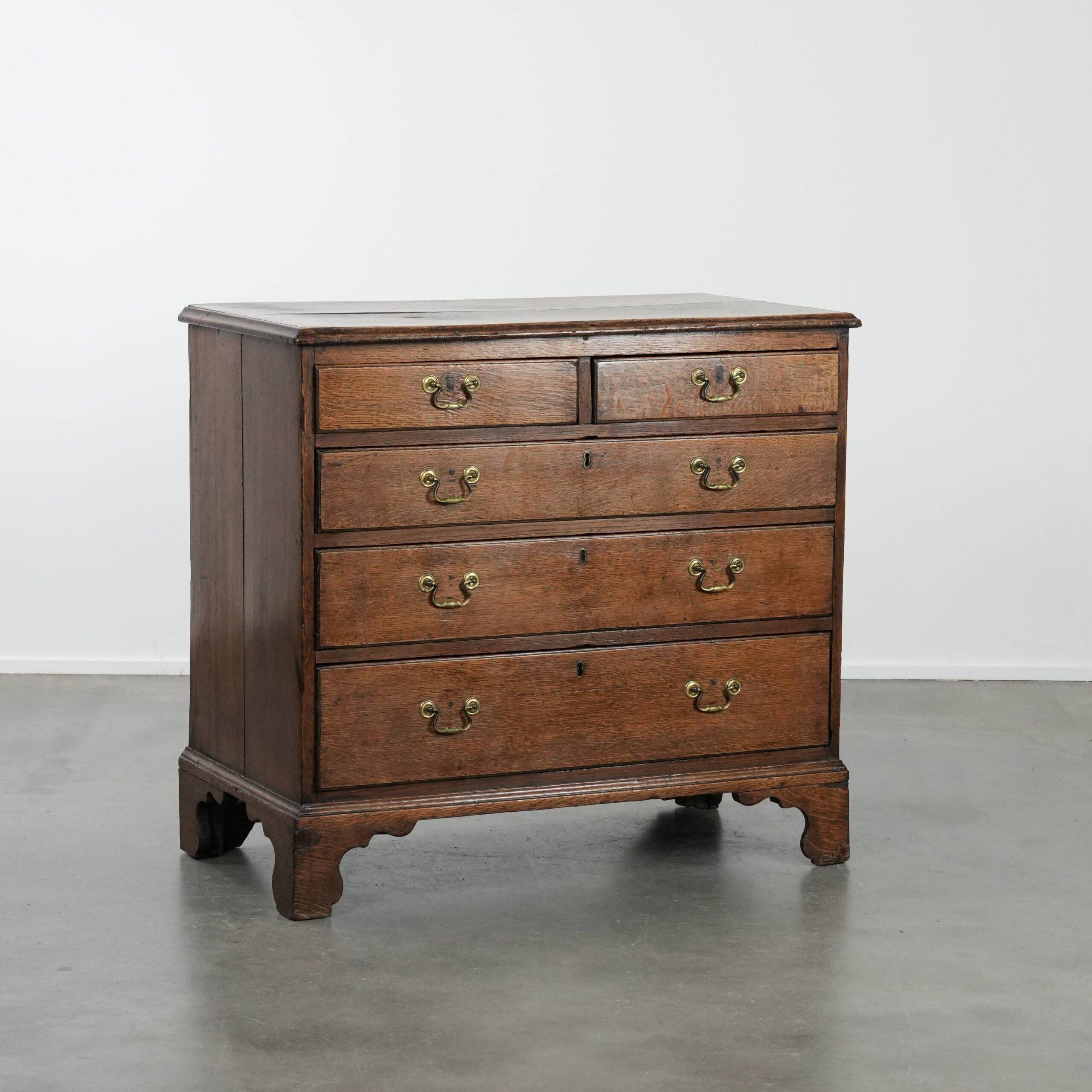 18th-century English antique oak commode
