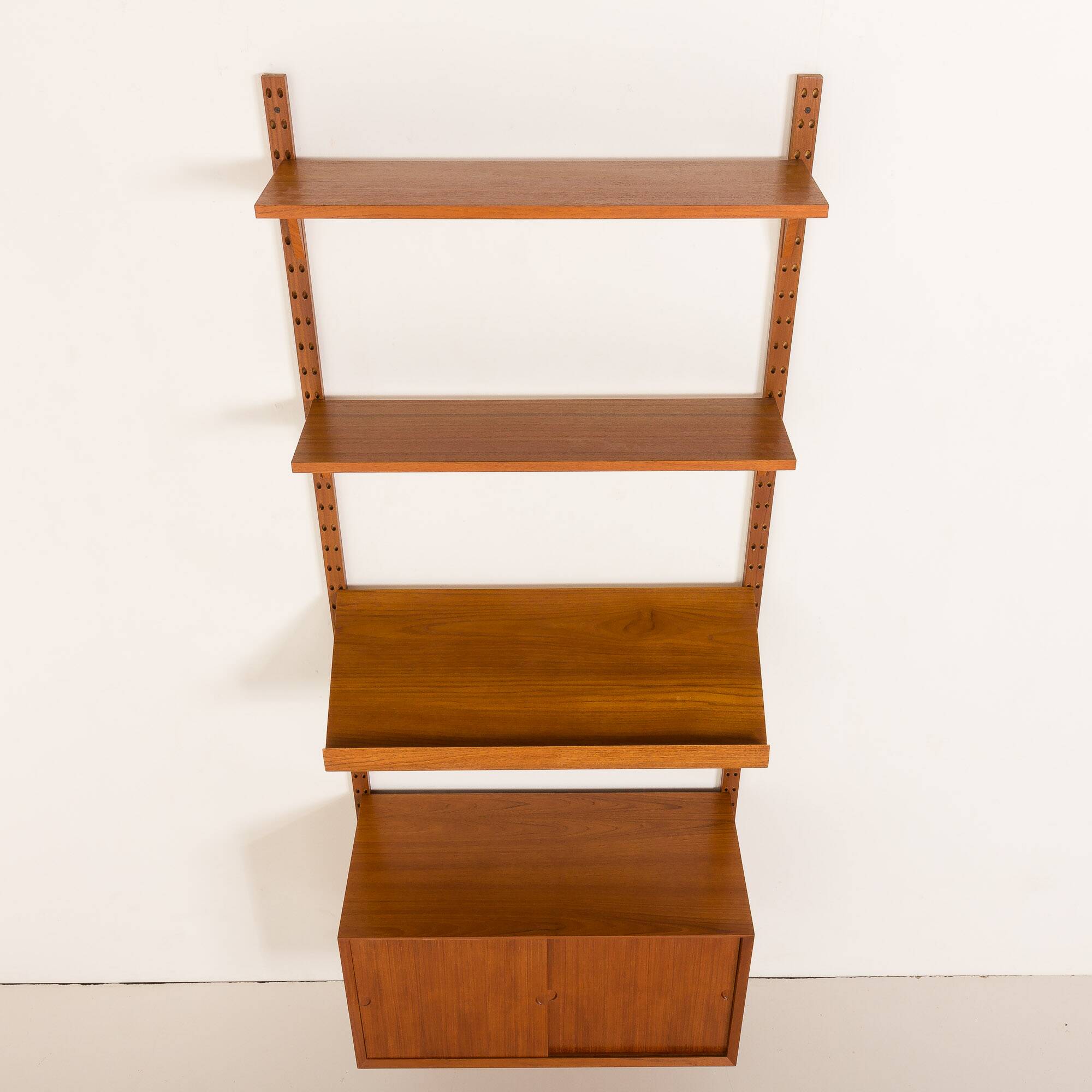 Poul Cadovius teak wall unit with expository shelf for Cado, Denmark 1960s