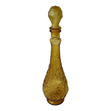 Large fruit motif genie CARAFE, vintage yellow
