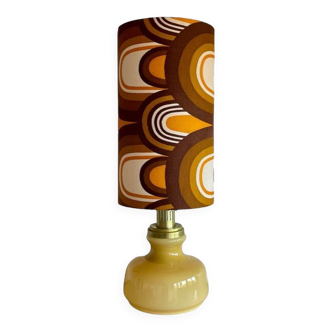 Trombone beige opaline lamp H80 D30 - vintage fabric 1970