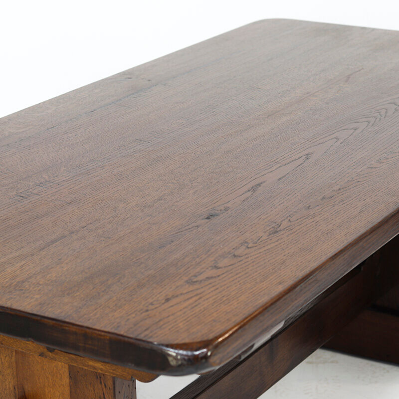Rustic Oak Vintage Brutalist Dining Table