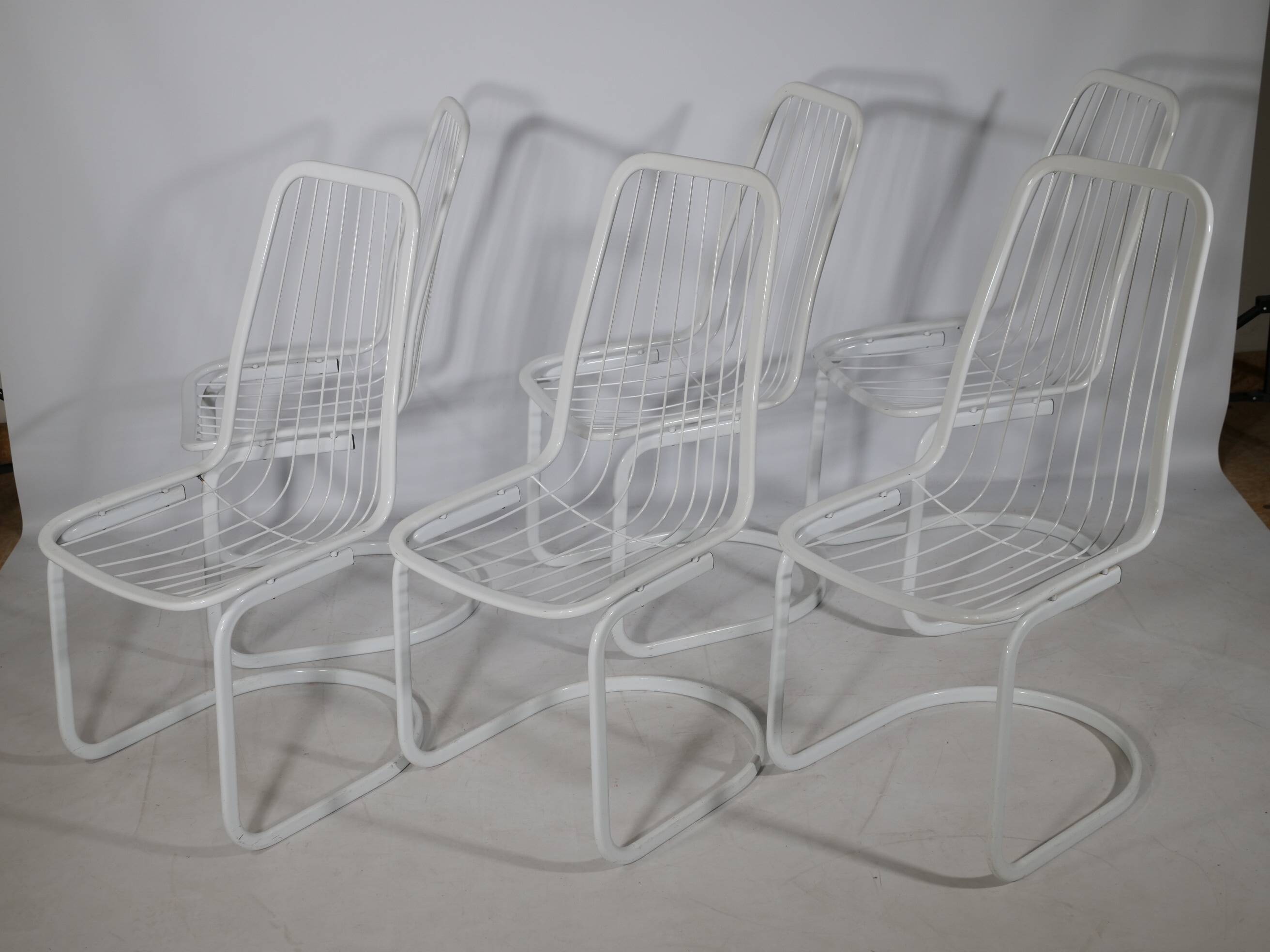 Cidue Cantilever Wire Chairs, Set of 6, 1970s