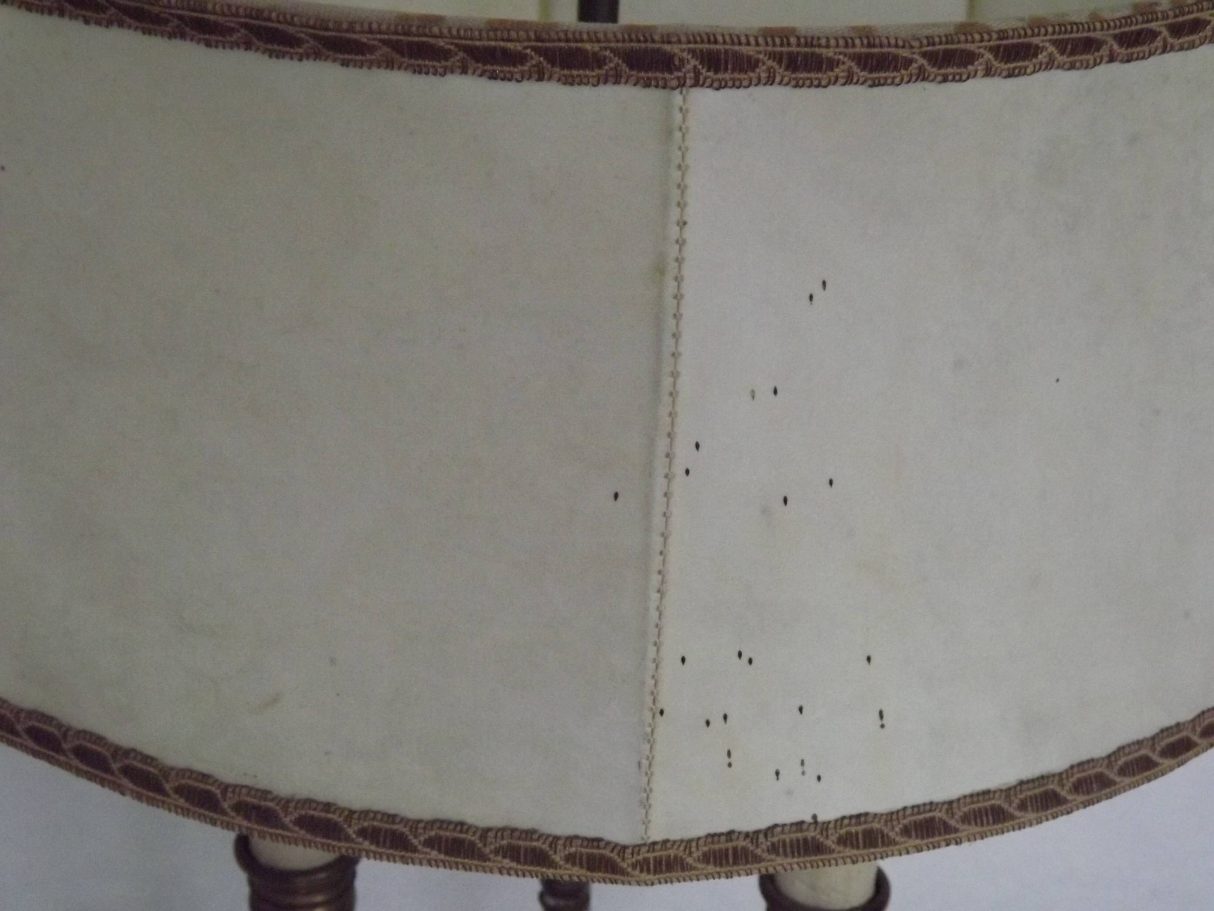 French Empire Style 3 Light Boulotte Table Lamp with Lion Feet and Shade