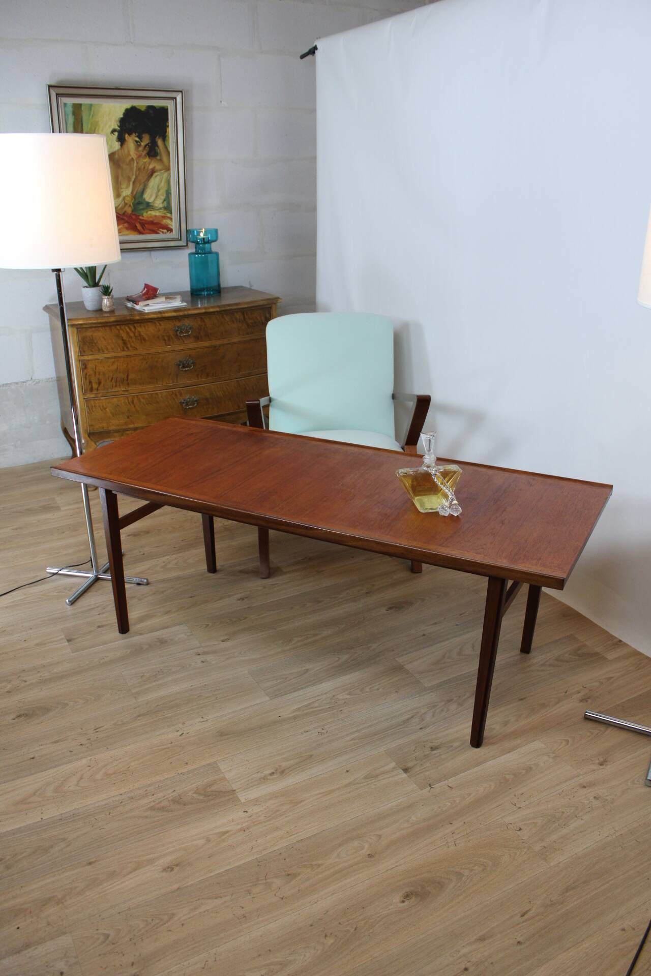 Vintage coffee table 150x60 teak 1960 denmark