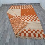 Traditional orange handwoven Berber rug, size 140 x 260 cm