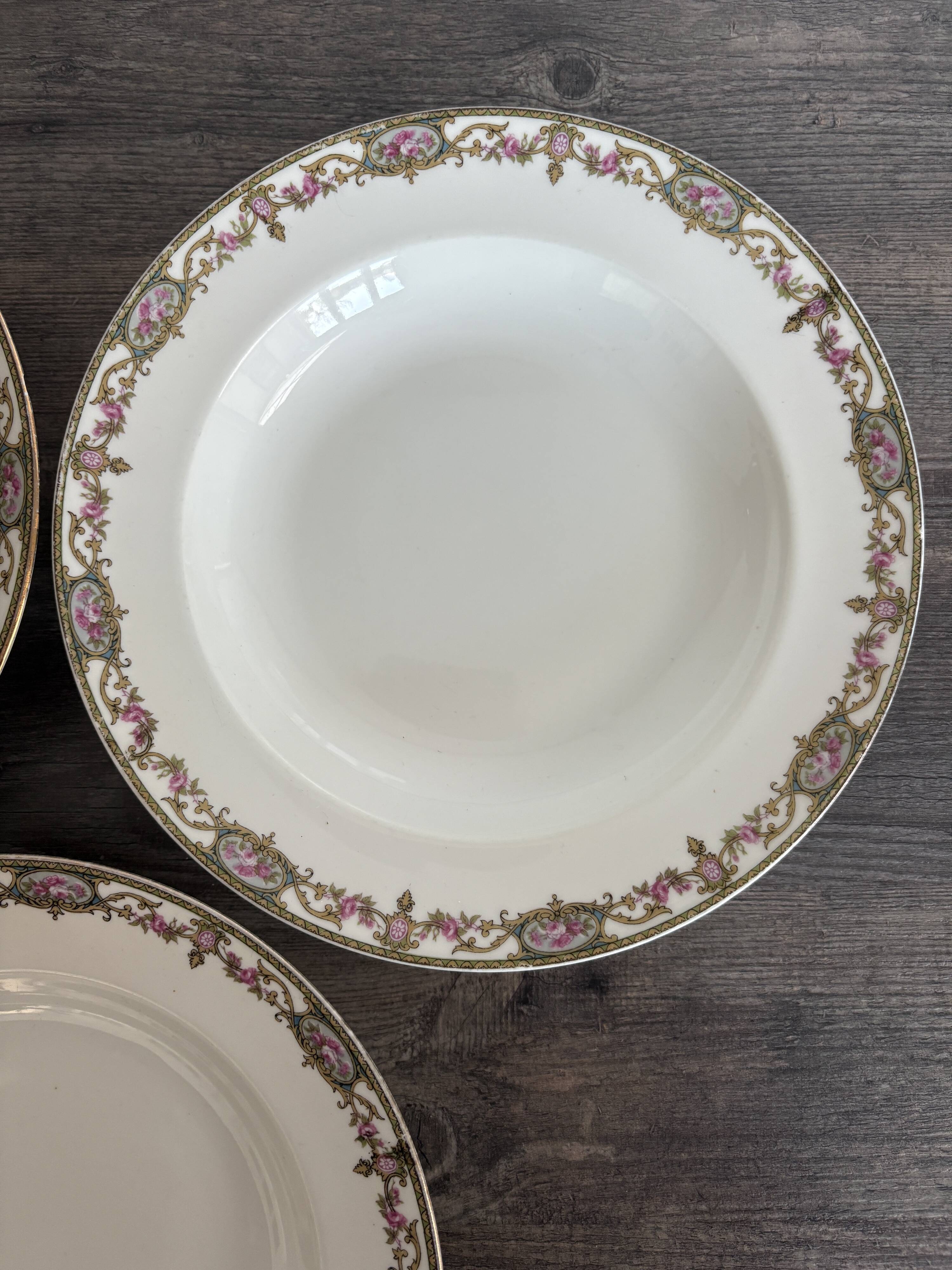 Set of three deep plates Limoges L.S. Floral Belle Époque decoration