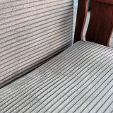 Art Deco armchair in solid oak and off-white corduroy, 1950s