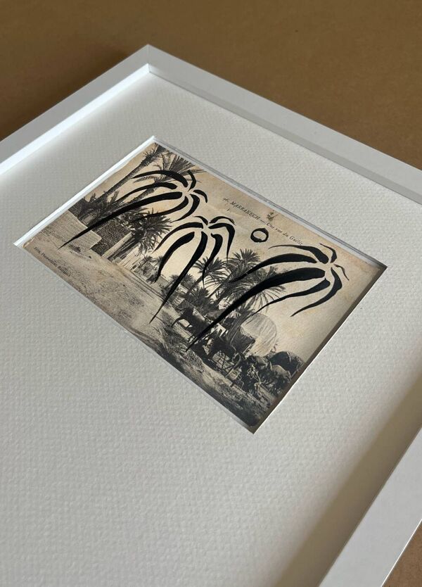 Gueliz - Collage sur carte postale