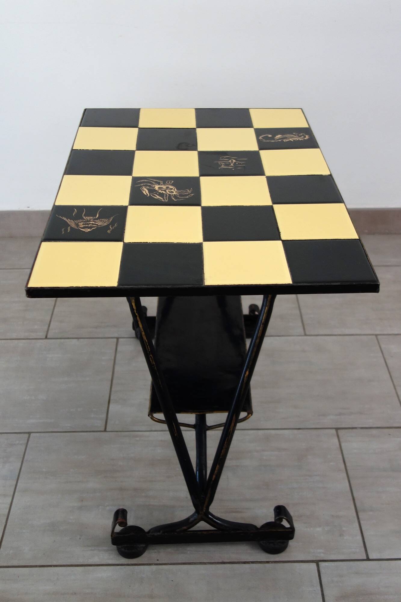 Vintage metal and ceramic side table from the 1950s/60s