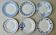 6 assiettes plates, décor bleu, 23 cm