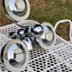Italian design chandelier in chrome metal 3 lights Rolly 1973