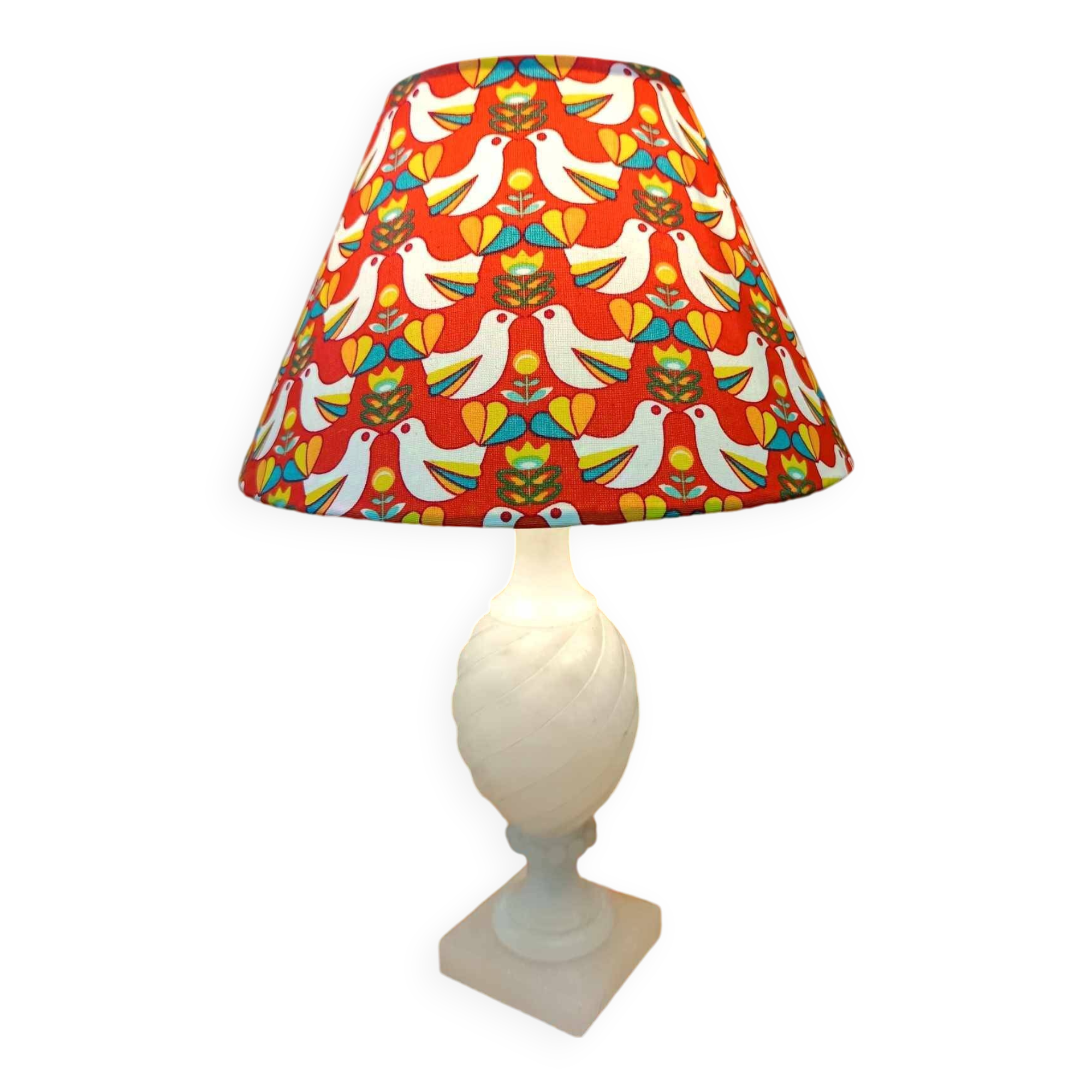 Vintage Alabaster Lamp and Bird Shade
