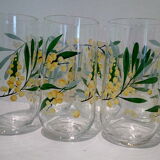 Set of 6 glasses decoration mimosas