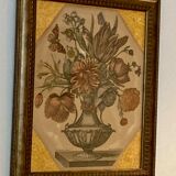 Engraving XVIIth, vase with flowers & butterflies - N. Robert
